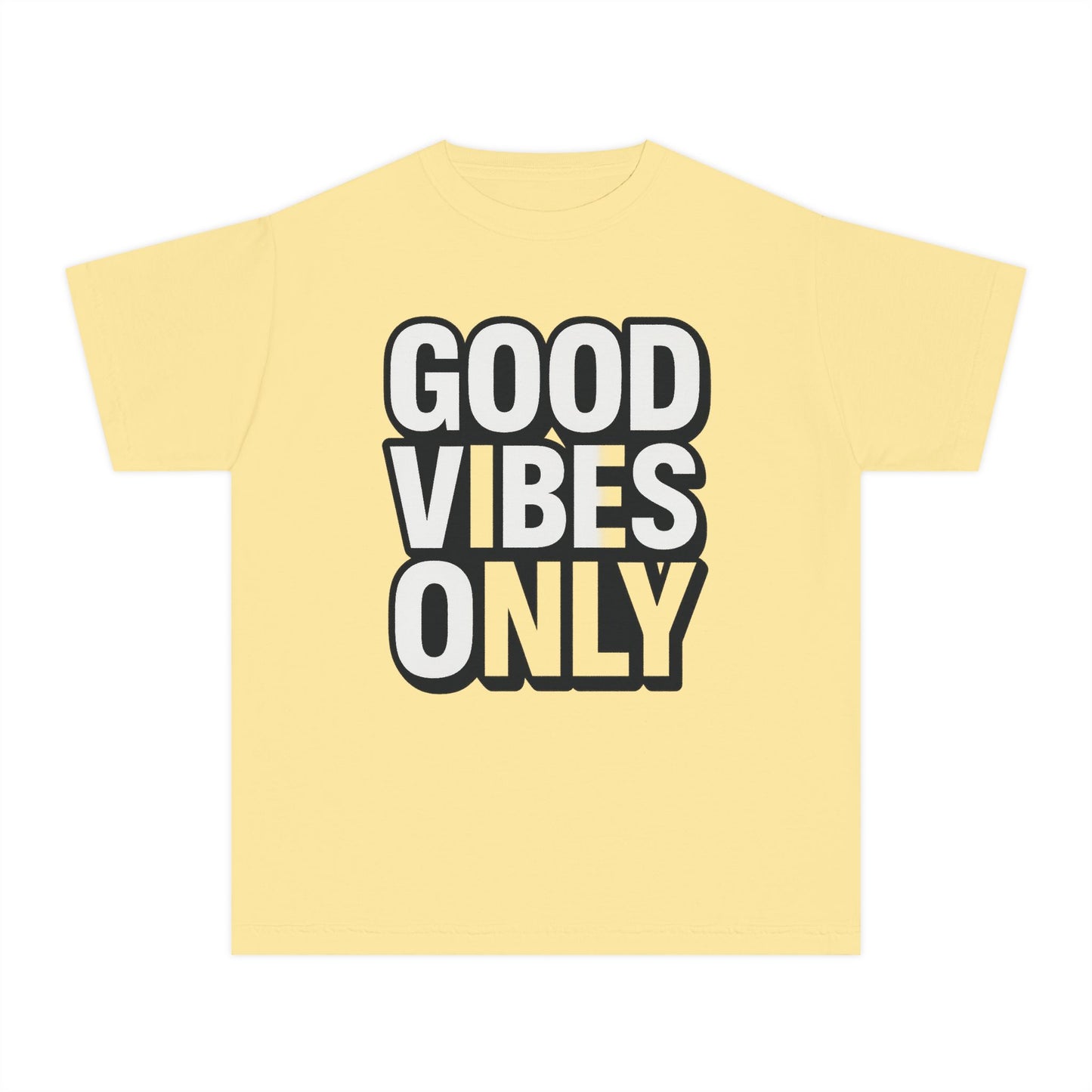 Good Vibes Youth Tee, Positive Message T-Shirt, Fun Casual Wear for Kids, Birthday Gift, Motivational Apparel