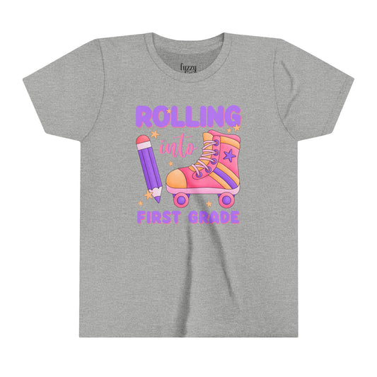 Rolling into First Grade-Youth Short Sleeve Tee